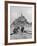 American Travelers Building a Sand Replica of France's Medieval Abbey at Mont Saint Michel-Yale Joel-Framed Photographic Print