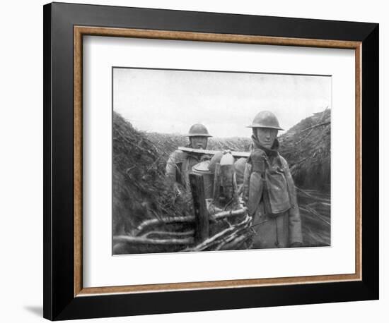 American Troops at the Front Delivering Soup to their Comrades, 1917-1918-null-Framed Premium Giclee Print