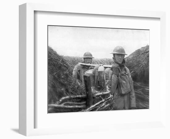 American Troops at the Front Delivering Soup to their Comrades, 1917-1918-null-Framed Premium Giclee Print