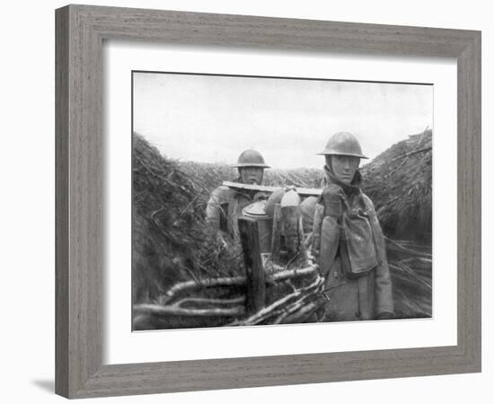 American Troops at the Front Delivering Soup to their Comrades, 1917-1918-null-Framed Giclee Print