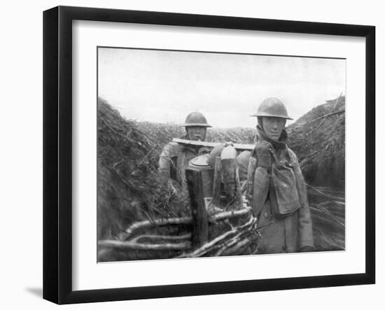 American Troops at the Front Delivering Soup to their Comrades, 1917-1918-null-Framed Giclee Print