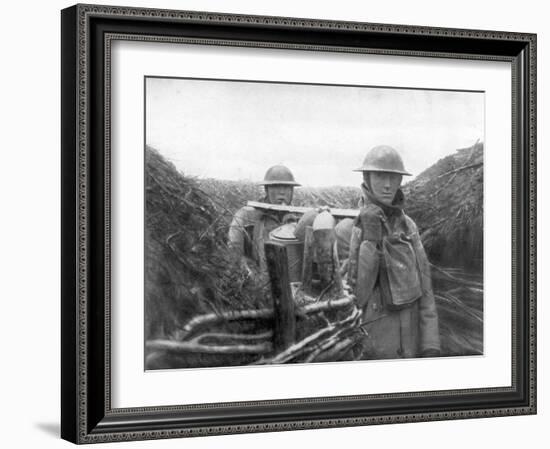 American Troops at the Front Delivering Soup to their Comrades, 1917-1918-null-Framed Giclee Print