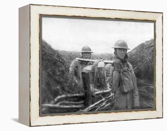 American Troops at the Front Delivering Soup to their Comrades, 1917-1918-null-Framed Premier Image Canvas