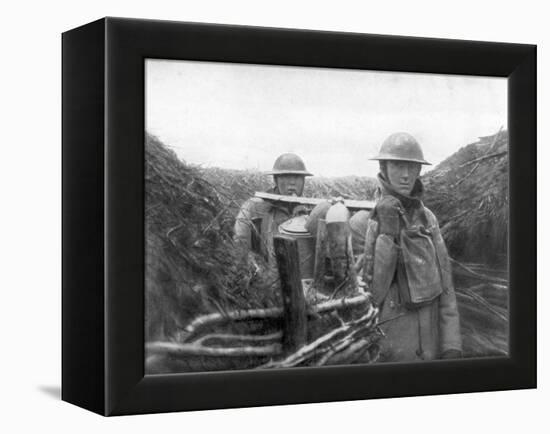 American Troops at the Front Delivering Soup to their Comrades, 1917-1918-null-Framed Premier Image Canvas