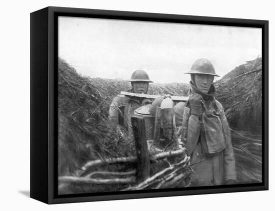 American Troops at the Front Delivering Soup to their Comrades, 1917-1918-null-Framed Premier Image Canvas