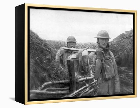 American Troops at the Front Delivering Soup to their Comrades, 1917-1918-null-Framed Premier Image Canvas