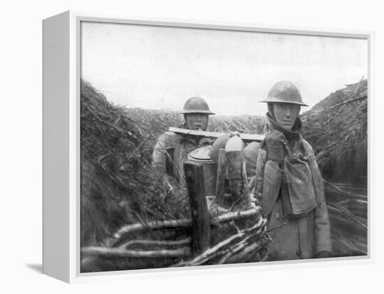 American Troops at the Front Delivering Soup to their Comrades, 1917-1918-null-Framed Premier Image Canvas