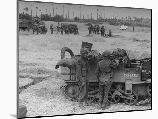 American Troops During Campaign to Liberate Caen During WWII-null-Mounted Photographic Print