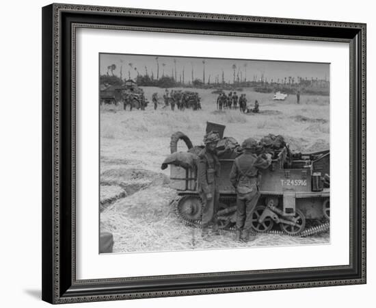 American Troops During Campaign to Liberate Caen During WWII-null-Framed Photographic Print