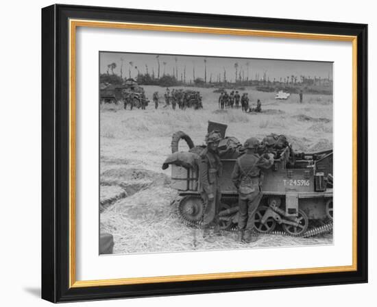 American Troops During Campaign to Liberate Caen During WWII-null-Framed Photographic Print