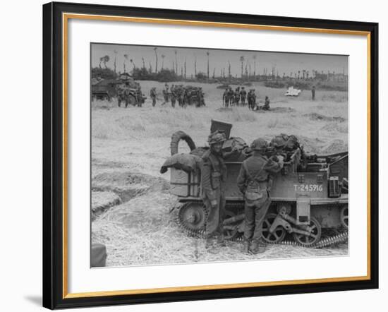 American Troops During Campaign to Liberate Caen During WWII-null-Framed Photographic Print