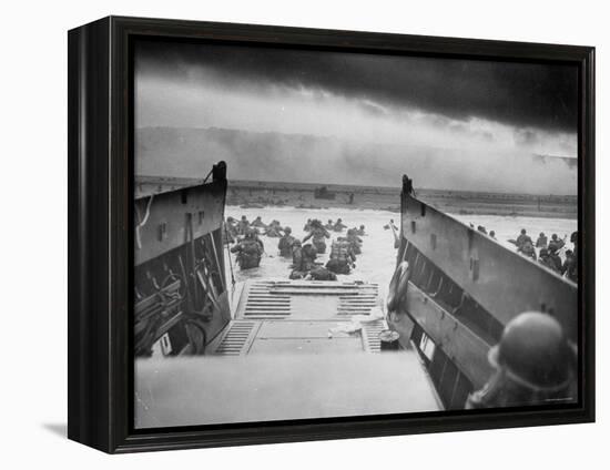 American Troops on Omaha Beach During D Day Invasion of Normandy-null-Framed Premier Image Canvas