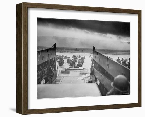American Troops on Omaha Beach During D Day Invasion of Normandy-null-Framed Photographic Print