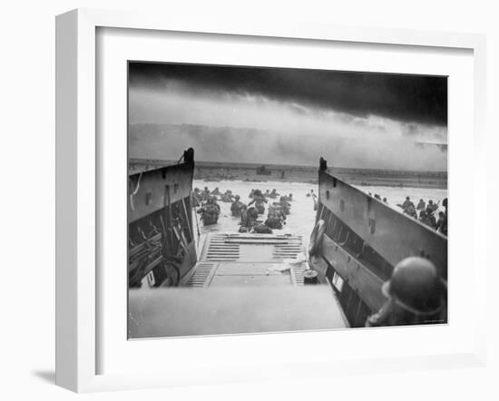 American Troops on Omaha Beach During D Day Invasion of Normandy-null-Framed Photographic Print