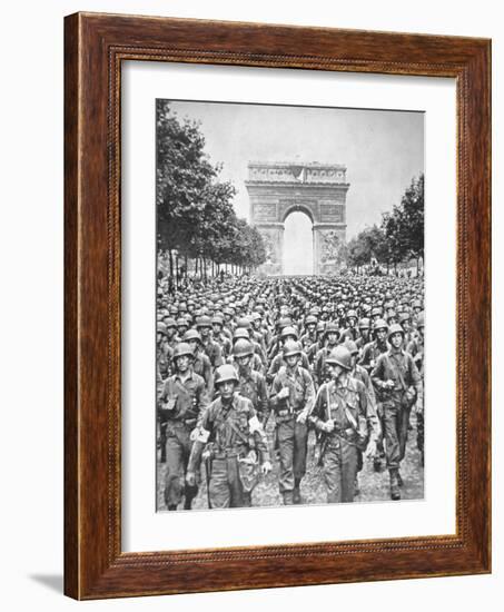 American Troops Parade Through the City, August 1944-null-Framed Photographic Print