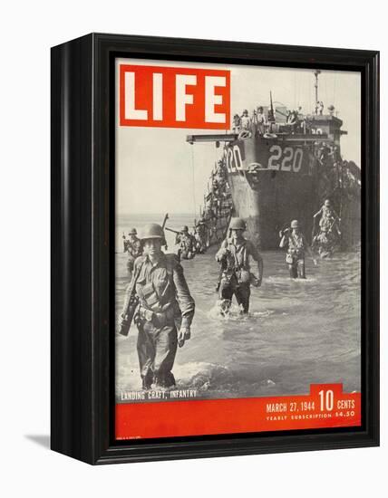 American Troops Wading Ashore from Landing Craft During the Invasion of Salerno, March 27, 1944-George Rodger-Framed Premier Image Canvas