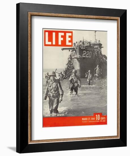 American Troops Wading Ashore from Landing Craft During the Invasion of Salerno, March 27, 1944-George Rodger-Framed Photographic Print