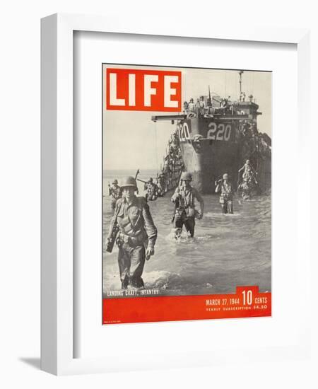 American Troops Wading Ashore from Landing Craft During the Invasion of Salerno, March 27, 1944-George Rodger-Framed Photographic Print