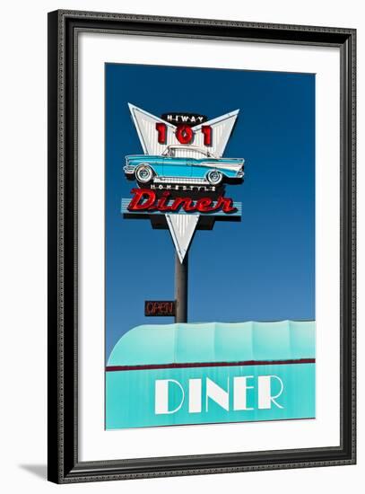 American Vintage Restaurant Neon Sign in the Olympic Peninsula, Washington, Usa-Stefano Politi Markovina-Framed Photographic Print