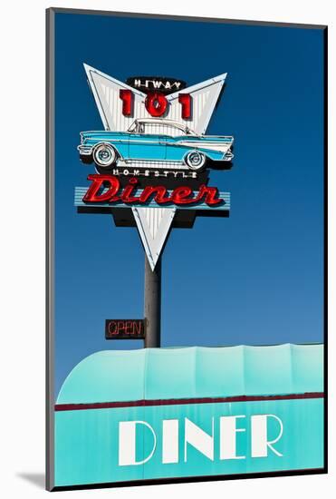 American Vintage Restaurant Neon Sign in the Olympic Peninsula, Washington, Usa-Stefano Politi Markovina-Mounted Photographic Print