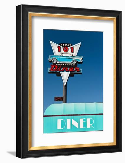 American Vintage Restaurant Neon Sign in the Olympic Peninsula, Washington, Usa-Stefano Politi Markovina-Framed Photographic Print