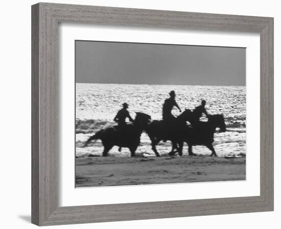 American Visitors Enoying Horseback Riding on Rosarita Beach-Allan Grant-Framed Photographic Print