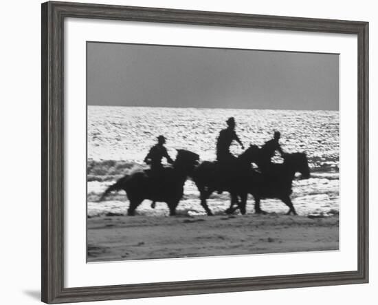 American Visitors Enoying Horseback Riding on Rosarita Beach-Allan Grant-Framed Photographic Print