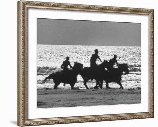 American Visitors Enoying Horseback Riding on Rosarita Beach-Allan Grant-Framed Photographic Print