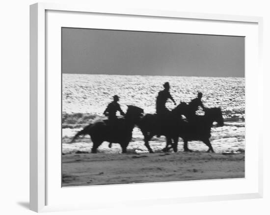 American Visitors Enoying Horseback Riding on Rosarita Beach-Allan Grant-Framed Photographic Print