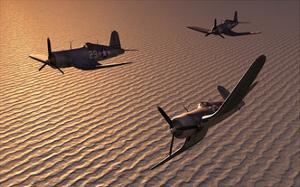 American Vought F4U Corsair Aircraft in Flight During World War Ii