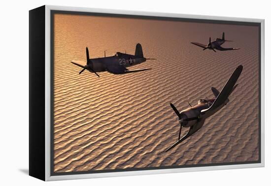 American Vought F4U Corsair Aircraft in Flight During World War Ii-null-Framed Stretched Canvas
