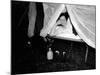 American Wac Raises the Netting over Her Cot as a Photographer's Flash Illuminates the Scene-null-Mounted Photo