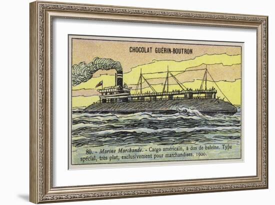 American Whaleback Cargo Ship, 1900-null-Framed Giclee Print