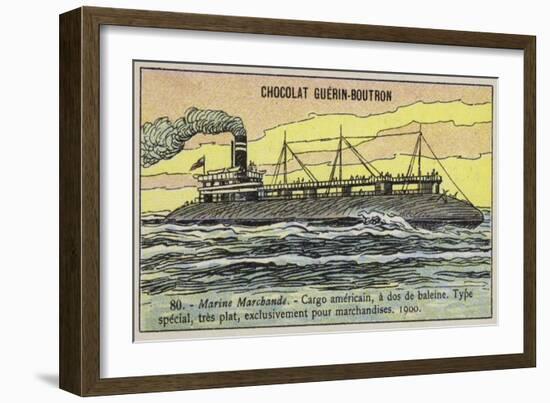 American Whaleback Cargo Ship, 1900-null-Framed Giclee Print