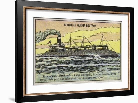 American Whaleback Cargo Ship, 1900-null-Framed Giclee Print