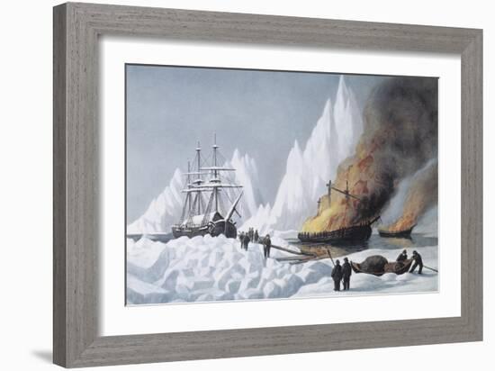 American Whalers Crushed in the Ice-Currier & Ives-Framed Giclee Print