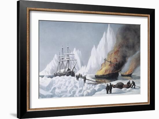 American Whalers Crushed in the Ice-Currier & Ives-Framed Giclee Print