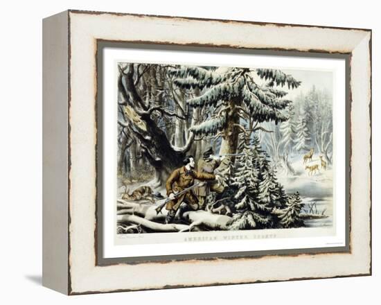 American Winter Sports, Deer Shooting On the Shattagee, 1855-Currier & Ives-Framed Premier Image Canvas