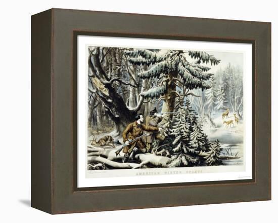 American Winter Sports, Deer Shooting On the Shattagee, 1855-Currier & Ives-Framed Premier Image Canvas