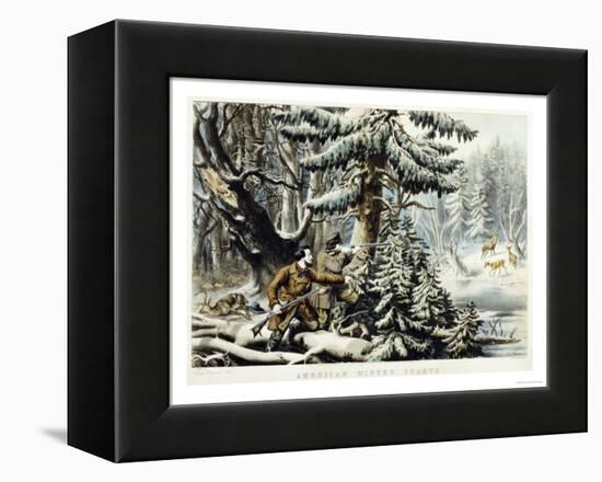 American Winter Sports, Deer Shooting On the Shattagee, 1855-Currier & Ives-Framed Premier Image Canvas