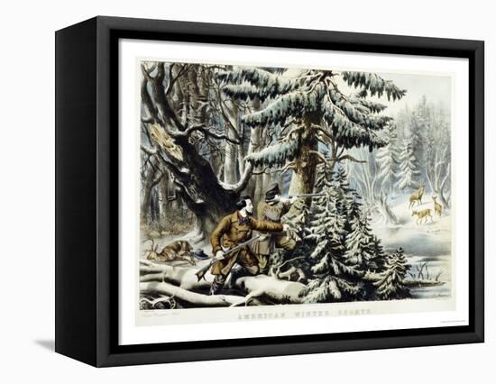 American Winter Sports, Deer Shooting On the Shattagee, 1855-Currier & Ives-Framed Premier Image Canvas