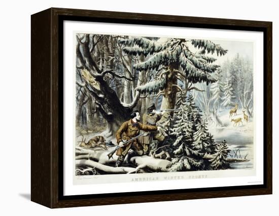 American Winter Sports, Deer Shooting On the Shattagee, 1855-Currier & Ives-Framed Premier Image Canvas