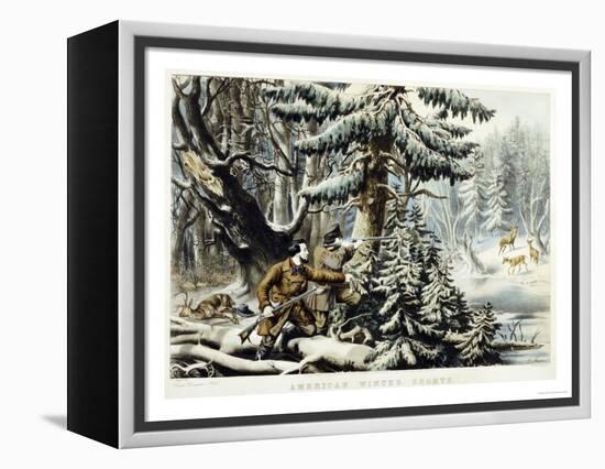 American Winter Sports, Deer Shooting On the Shattagee, 1855-Currier & Ives-Framed Premier Image Canvas