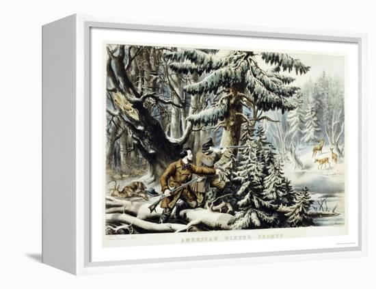 American Winter Sports, Deer Shooting On the Shattagee, 1855-Currier & Ives-Framed Premier Image Canvas