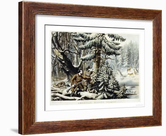 American Winter Sports, Deer Shooting On the Shattagee, 1855-Currier & Ives-Framed Giclee Print