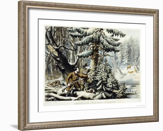 American Winter Sports, Deer Shooting On the Shattagee, 1855-Currier & Ives-Framed Giclee Print