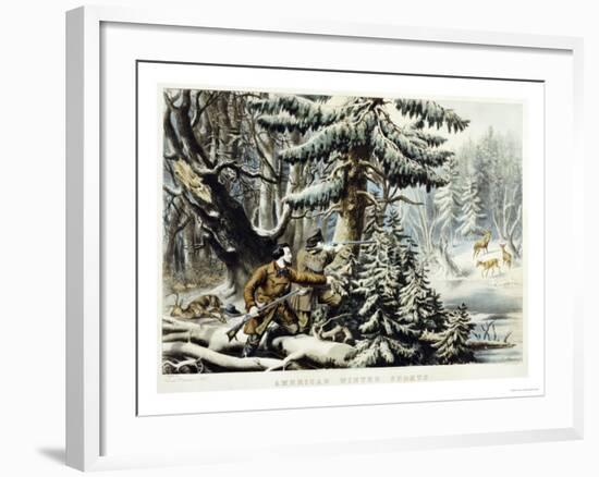 American Winter Sports, Deer Shooting On the Shattagee, 1855-Currier & Ives-Framed Giclee Print