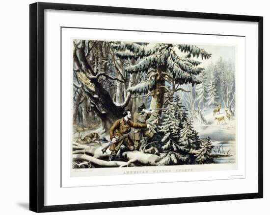 American Winter Sports, Deer Shooting On the Shattagee, 1855-Currier & Ives-Framed Giclee Print