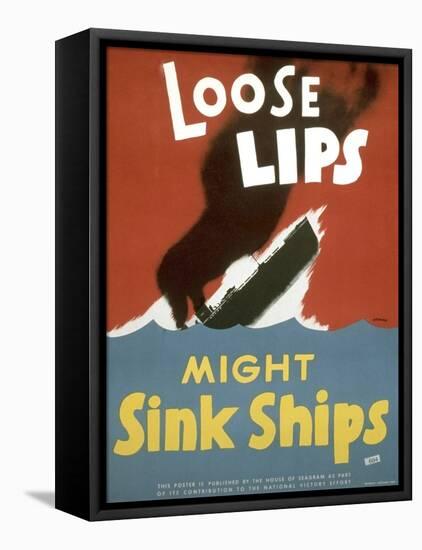 American WWII Poster, Loose Lips Might Sink Ships-null-Framed Premier Image Canvas