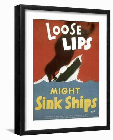 American WWII Poster, Loose Lips Might Sink Ships-null-Framed Photographic Print
